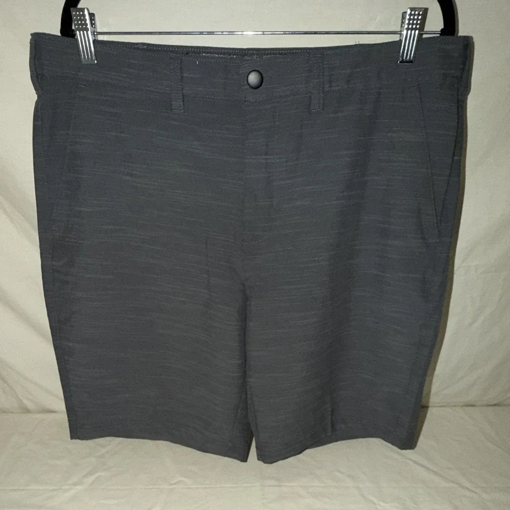 Apt. 9 Men's Gray Solid Chino Premier Flex 38 Flat Front Shorts Stretch Pockets